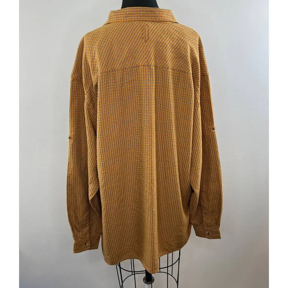 THE NORTH FACE Mens Yellow Gold Gingham Button-Down Long Sleeve Shirt X-Large XL